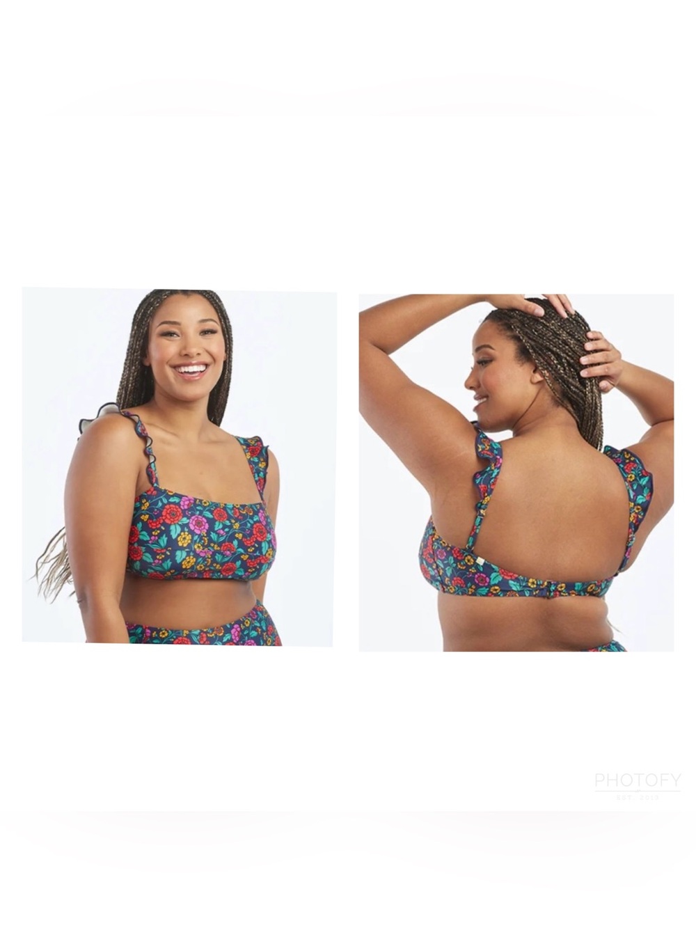 Summersalt Ruffle Oasis Bikini Top Padded Floral Sz 22